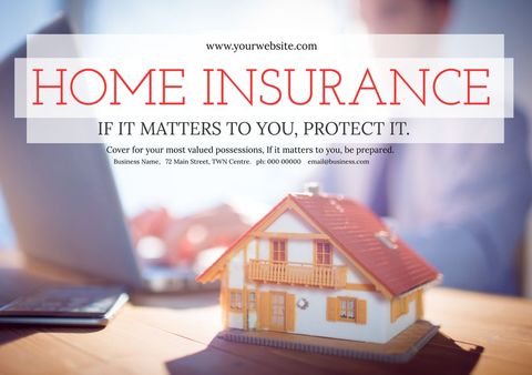 home insurance advertisement with model house promoting security - Download Free Stock Templates Pikwizard.com