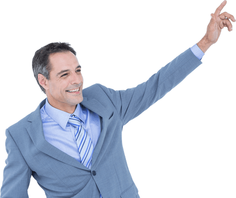 Transparent Cheerful Businessman Raising Arm in Joyful Celebration - Download Free Stock Videos Pikwizard.com