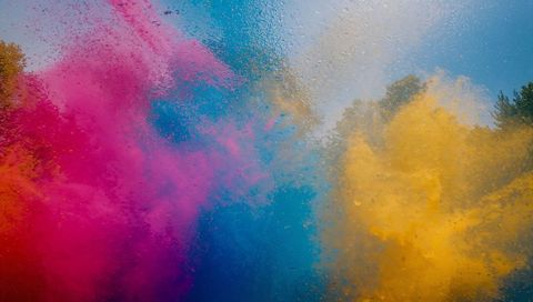 Vibrant Color Explosion in Outdoor Festival Scene