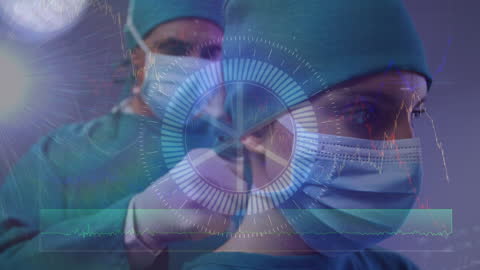 Surgeons Preparing in High-Tech Operating Room with Digital Interface