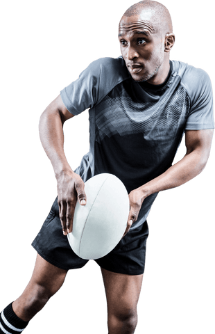 focused rugby player catching ball on transparent background - Download Free Stock Videos Pikwizard.com