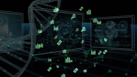 Futuristic Digital Network with DNA and Data Connections