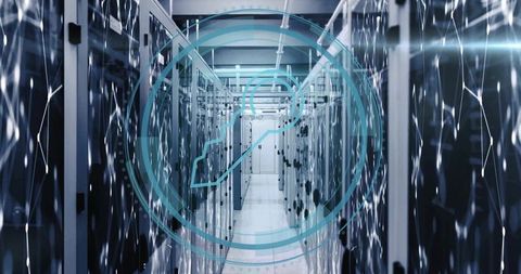 Digital security key overlay in modern data center corridor