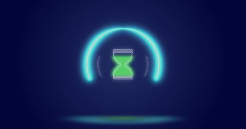 Glowing Hourglass and Loading Circle on Navy Background - Download Free Stock Images Pikwizard.com