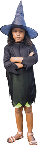confident young girl in witch costume on transparent background - Download Free Stock Videos Pikwizard.com