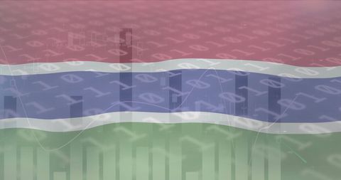 Gambia Flag Merged with Digital Data Processing Interface