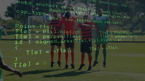 Soccer Player Free Kick Overlaid with Coding Technology