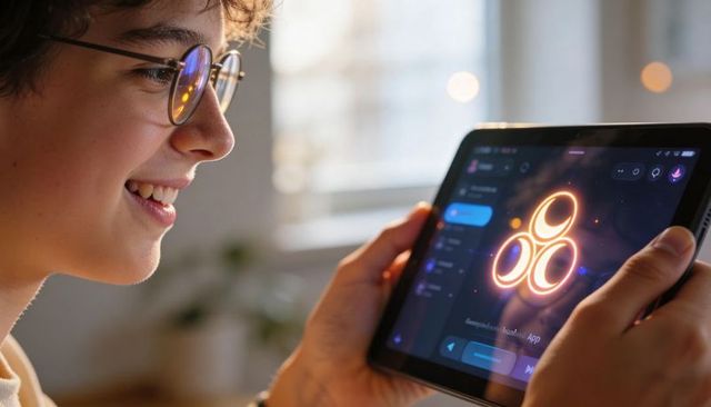 Young Player Exploring Historic Chess-Inspired App on Tablet