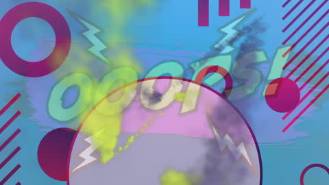Abstract Pop Art Animation with Ooops Text and Shapes