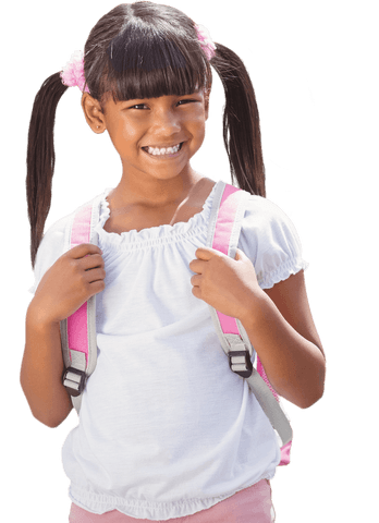smiling biracial girl with backpack on transparent background - Download Free Stock Videos Pikwizard.com