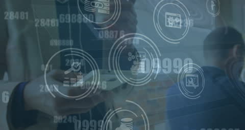 Digital Finance Concept with Smartphone and Falling Icons