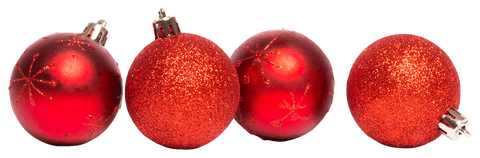 Glitter Red Christmas Balls Transparent Background Festive Decoration