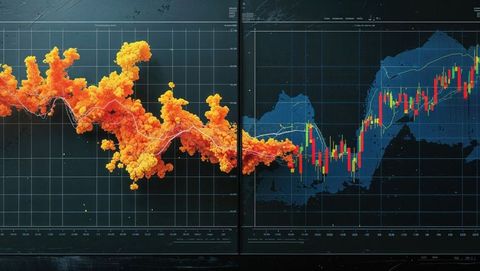 Vivid fractal visualization with candlestick and moving average analysis