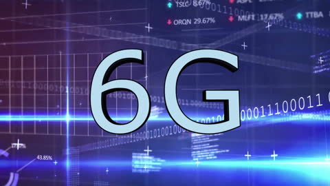 Futuristic 6G Technology Concept with Data Flowing in Background