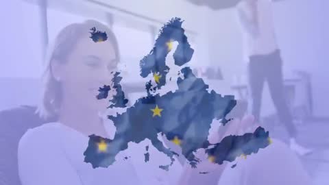 Woman Engaged in Tablet for Learning with European Map Visual