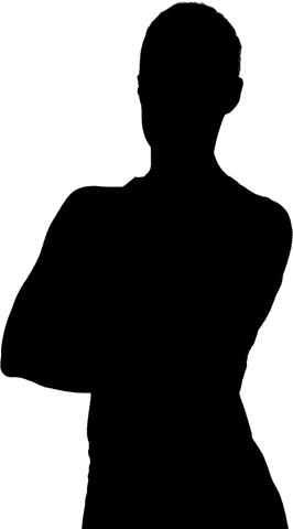 Transparent silhouette of confident woman with arms crossed