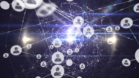 Digital Network with Abstract Human Connection Icons