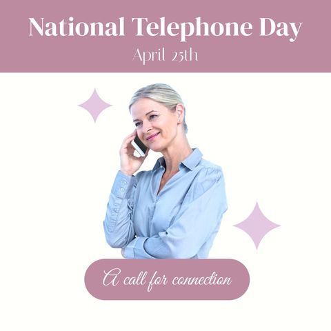 National Telephone Day Celebration with Woman Using Smartphone - Download Free Stock Templates Pikwizard.com