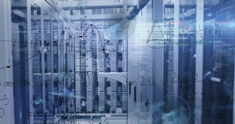 Mathematics and Data Overlaid on Advanced Server Room