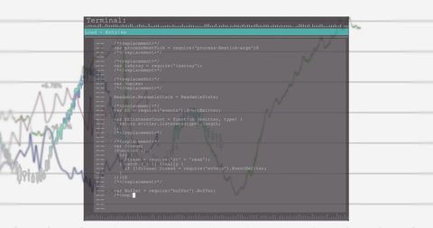 Transparent Digital Terminal Displaying JavaScript Overlapping Financial Analysis - Download Free Stock Images Pikwizard.com
