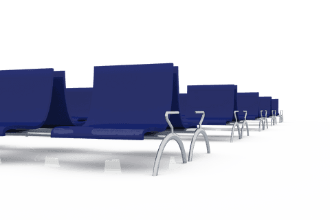 Transparent blue chairs lineup in waiting room vector illustration