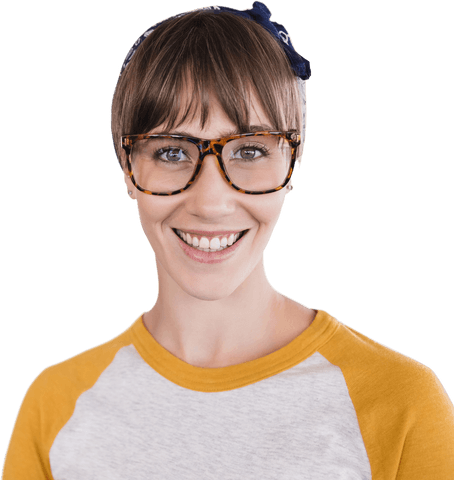 transparent smiling young woman with glasses portrait - Download Free Stock Videos Pikwizard.com