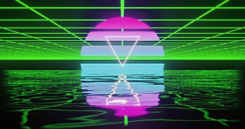 futuristic neon triangle grid reflection - Download Free Stock Images Pikwizard.com