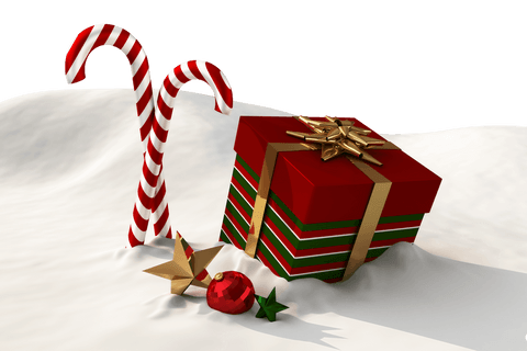 festive christmas gift box and candy canes in snow with transparent background - Download Free Stock Videos Pikwizard.com