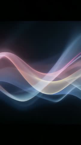 Vertical Motion Loop of Luminous Light Ribbons Pulsing and Flowing Across Dark Void