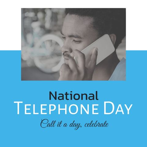 National Telephone Day Celebration with Smartphone Use - Download Free Stock Templates Pikwizard.com