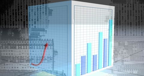 Financial Growth: Abstract Cube with Rising Graphs