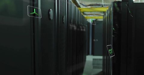 Futuristic Data Center With Augmented Reality Metrics