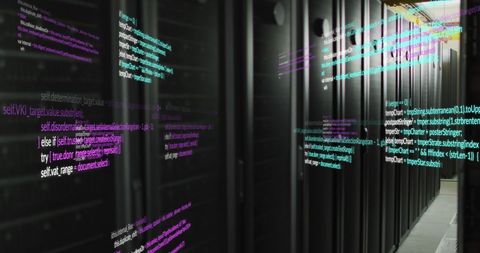 Technology Code Projections on Data Center Server Racks - Download Free Stock Images Pikwizard.com