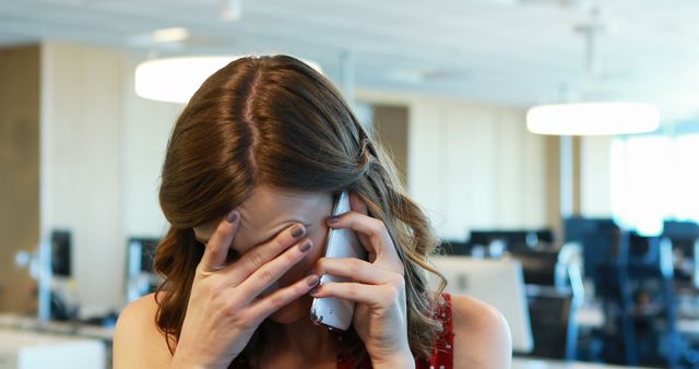 Stressed Businesswoman Talking on Smartphone - Download Free Stock Images Pikwizard.com