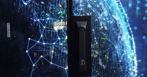 Futuristic Global Network Interface over Server Room - Download Free Stock Images Pikwizard.com