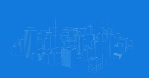 3D Blueprint Model of Rotating Cityscape on Blue Background - Download Free Stock Images Pikwizard.com