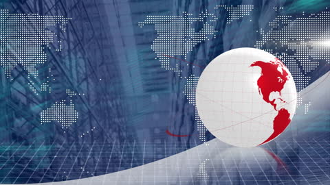 Abstract Global Technology with Rotating 3D Globe and Digital World Map