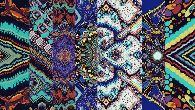 Vibrant digital kaleidoscope patterns collection