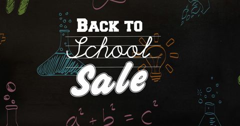 Back to School Sale Chalkboard Design with Science Icons - Download Free Stock Images Pikwizard.com