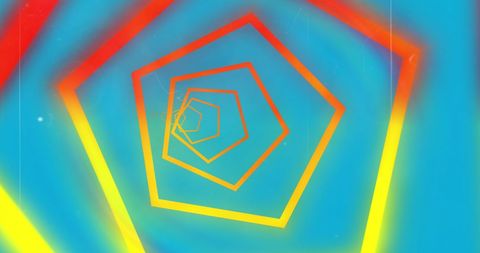 Neon Geometric Spiral Over Bright Blue Background