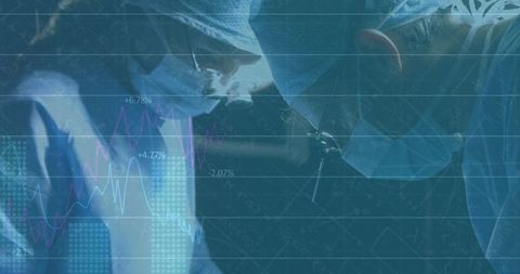 Futuristic Medical Data Interface with Focused Surgical Team