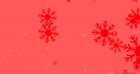Festive Red Background with Falling Snowflakes Animation