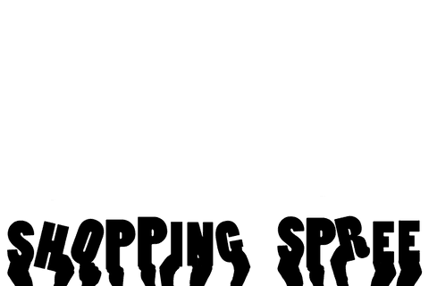 Shopping spree hands on transparent background with text