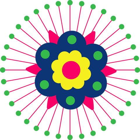 Abstract floral symmetry mandala on transparent background