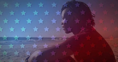 Patriotic Reflection by the Beach