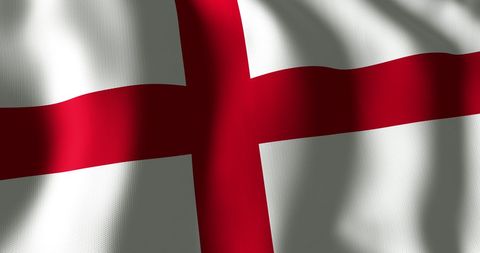 Waving england flag with red cross highlighting natural motion