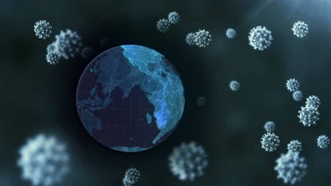 Animation of Covid-19 Cells Over Digital Globe