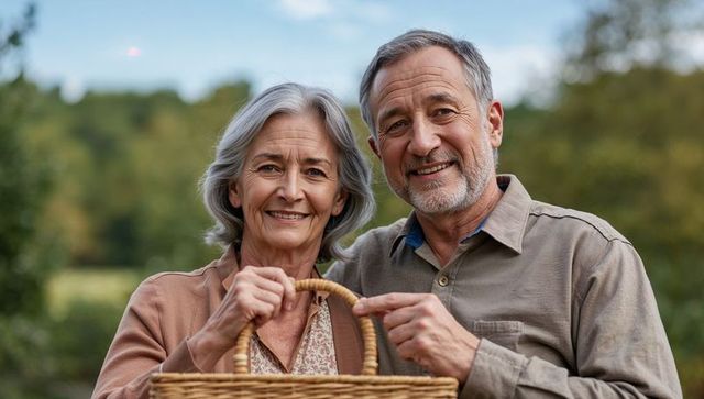 Happy Senior Couple Enjoying Leisurely Garden Picnic