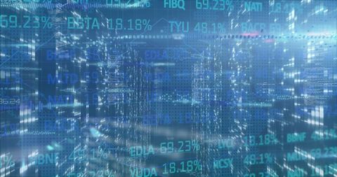Dynamic stock market data visualization with futuristic blue theme