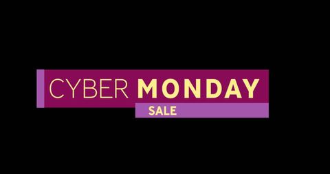 Yellow and Purple Cyber Monday Sale Banner on Black Background